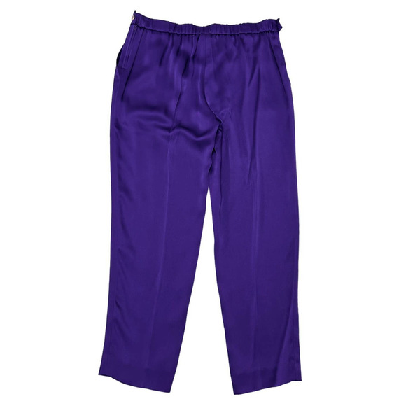 Escada Purple Satin High Waisted Trousers Womens 40 US 10 - Picture 8 of 11